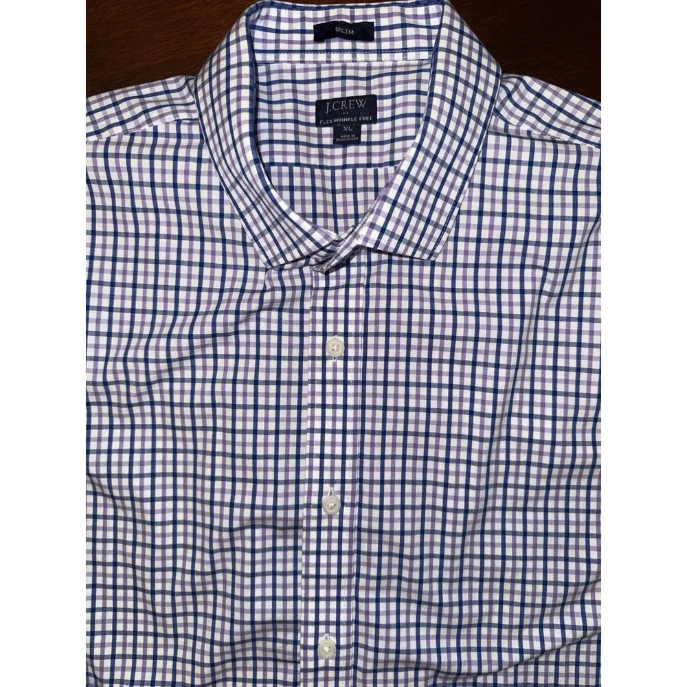 J Crew Mens Lightweight Slim Fit Plaid Button Down Shirt XL‎ Business Casual